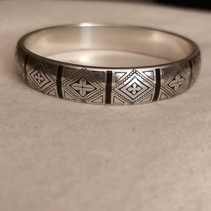 Brighton silver tone and black enamel bangle